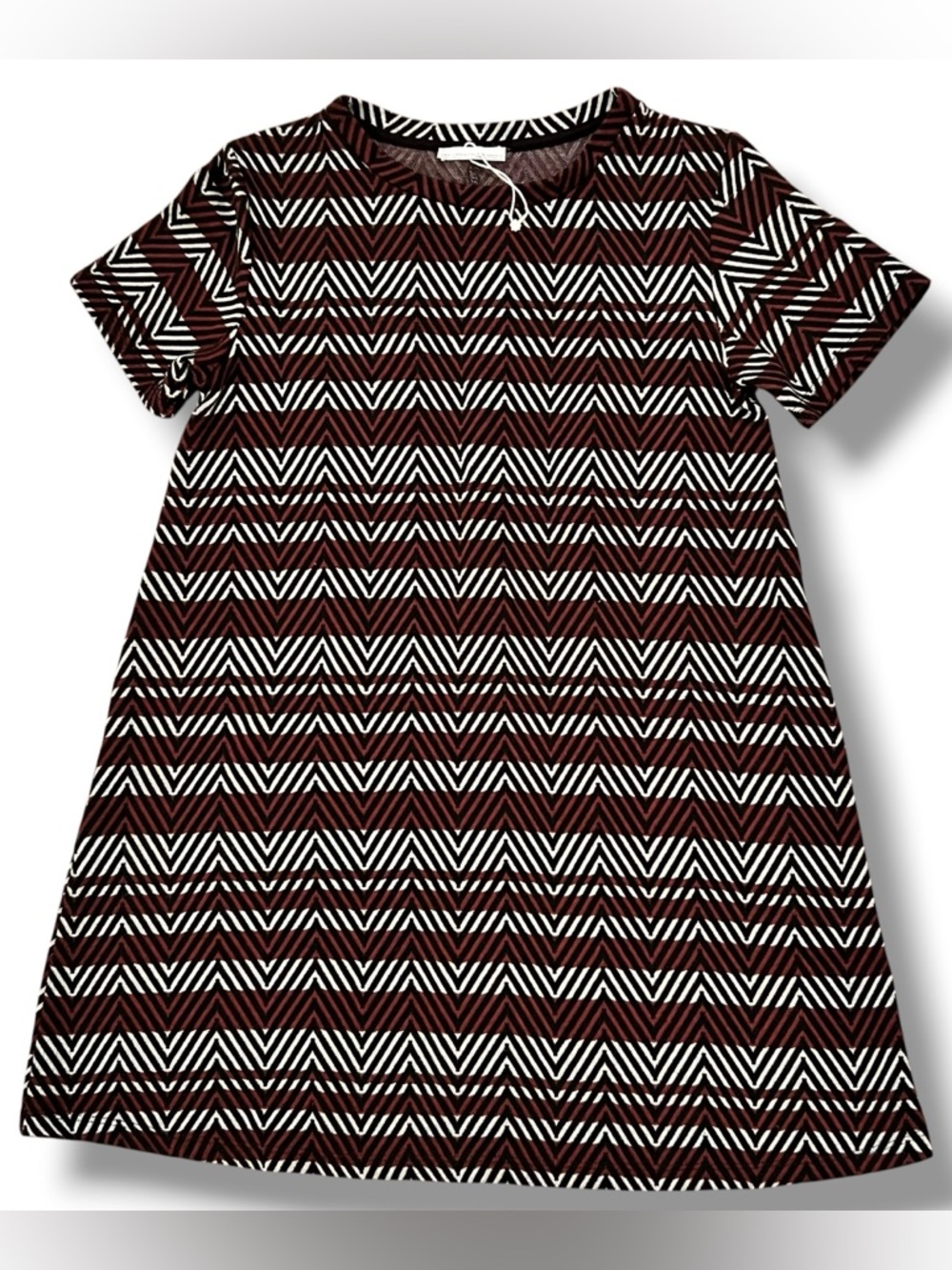Zara Trafaluc A Line Dress NEW Black  Brown White Geometric Textured Mini Sz L